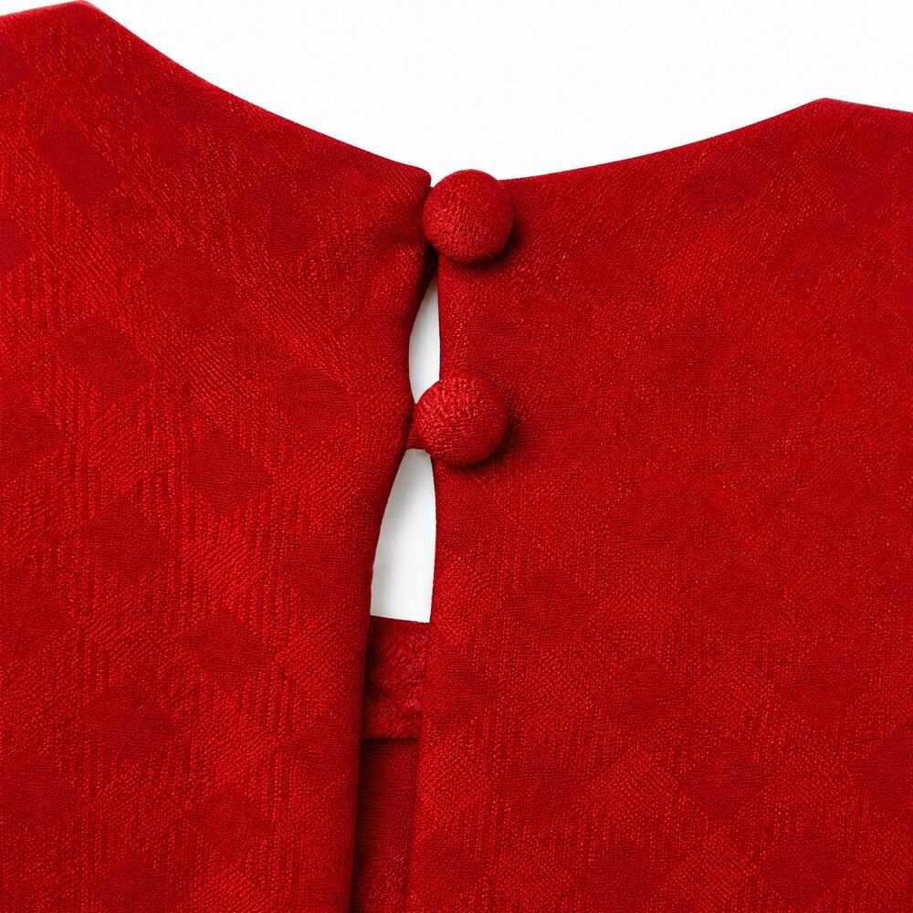 Martin Grant Paris 100% Silk Red Jacquard Sleeveless Dress | Stand Collar | NWT - Picture 4 of 11